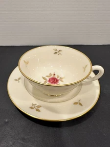 Lenox Rhodora P-471 Tea Cup & Saucer Gold Trim Rose USA - Picture 1 of 13