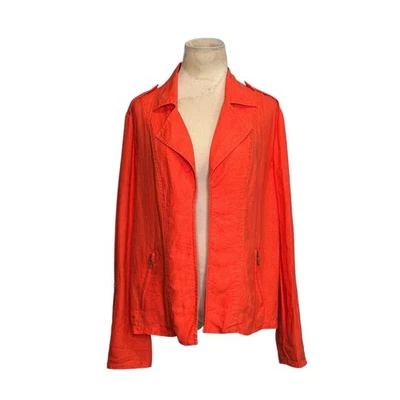 Chico’s orange linen open front moto jacket size 2 - large - Image 1 of 4