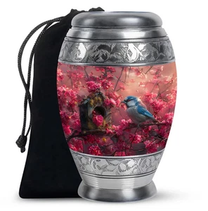 Pink Flower Bird Urns For Human Ashes Large Female Urn For Adult Ashes - Picture 1 of 4