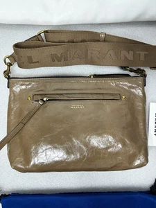 Isabel Marant Nessah in Dark Khaki Glazed Leather Crossbody Shoulder Bag - Picture 1 of 17