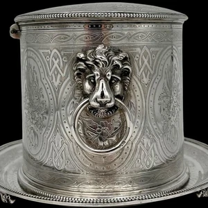 Antike viktorianische große ovale Silber Keksdose London 1867 Samuel Whitford - Bild 1 von 9