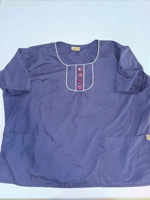 Tafford Women’s Plus Size Scrub Top Blue W Purple Buttons See Pics For Size - Image 1 of 4