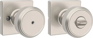 Kwikset Maven Privacy Door Knob – Satin Nickel, Locking, Microban, Keyless - Picture 1 of 11