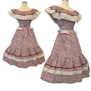 Vestido Joven Eduardiano por Arpeja Vintage Floral Campesino Pradera Ajuste y Acampanado 11 - Imagen 1 de 11