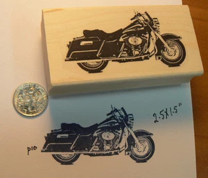 Harley Motorcycle line art-Rubber stamp NEW 2.5x1.5" P10 - Picture 1 of 2