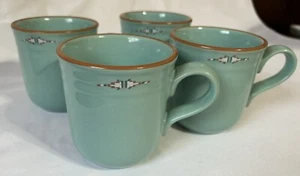Noritake Stoneware Mug Boulder Ridge 8674 Lot Of 4 Made In Japan Turquoise Blue. - Picture 1 of 3