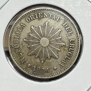 1924 URUGUAY 5 CENTESIMOS NICE COIN - Picture 1 of 2