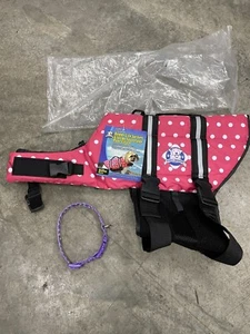 Paws Aboard Designer Red Medium Dog Life Jacket Vest And Dog Collar - Picture 1 of 4