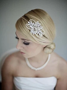 Bridal pearl and rhinestone tiara headpiece double sided wedding headpiece - Picture 1 of 7