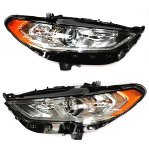For 2017-2020 Ford Fusion Headlights Set Halogen w/ LED Left & Right Side Pair - Picture 1 of 18