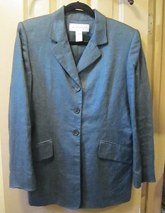GR. 8 JONES NEW YORK DAMEN KIEFERNGRÜN 100 % LEINEN JACKE BLAZER, HERGESTELLT IN DEN USA, GEBRAUCHT, IN EINWANDFREIEM ZUSTAND - Bild 1 von 6