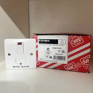 MK Logic Plus - K370 WHI WH - 13a Switched Spur Engraved WATER HEATER - Picture 1 of 1