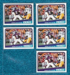 NM-MINT OR BETTER (5) CARD LOT 1988 TOPPS #146 VIKINGS TEAM LEADERS TOMMY KRAMER - Picture 1 of 1