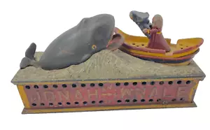 Original Gusseisen JONAH AND THE WHALE Mechanische Bank PAT JULI 1890 - Bild 1 von 11
