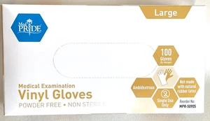 Med PRIDE medizinische Vinyl-Untersuchungshandschuhe (groß, 100 Stück) latexfrei Gummi - Bild 1 von 2