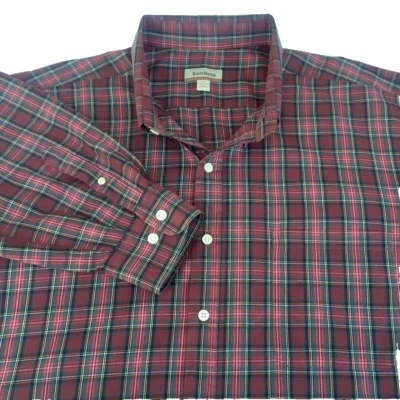 Barry Bricken Shirt Mens 2XL Red Plaid Button Down Long Sleeve Cotton - Image 1 of 4