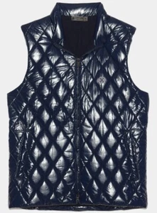$475 G/Fore Golf Puffer Vest Full Zip Nylon Blue Wool Lined Quilted Men’s Small - Picture 1 of 8