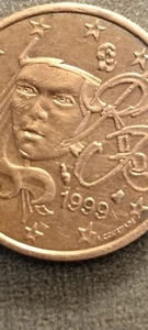 RARE! Mint error, France 5 Euro Cent 1999, KM# 1284, Copper plated steel coin. - Picture 1 of 5