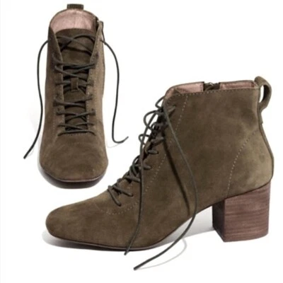 Botines Madewell The Emilia con cordones cremallera lateral gamuza verde abuela 10 Foto 1 de 4