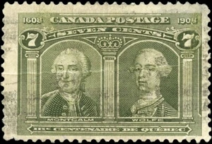 Canada Used 7c F+ Scott #100 1908 Quebec Tercentenary Issue Stamp - Imagen 1 de 2