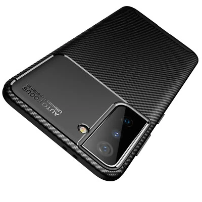 AVANA Hülle für Samsung Galaxy S21 5G Schutzhülle Silikon Case Schwarz Carbon Optik