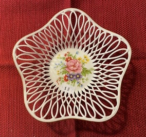 Vintage Porcelain Lattice Ware CEROC CLUJ-NAPOCA Romania Floral Basket as shown - Picture 1 of 1