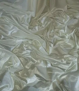 Tela de terciopelo de terciopelo de marfil spandex 58" de ancho medidor cuarto de grasa rollos - Imagen 1 de 5