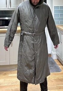 Romano Alla Moda Soft Leather Raincoat Trench Coat Light Green M- L PTP 23.5” - Picture 1 of 12