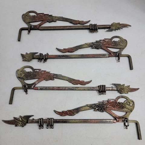 Lot of 4 Antique Swing-arm Curtain Rod Art Deco Victorian Cast Iron READ DESCRIP Cover