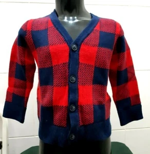 NEW Baby Gap Boys Buff Cardi Buffalo Check Red 3 Years - Picture 1 of 3