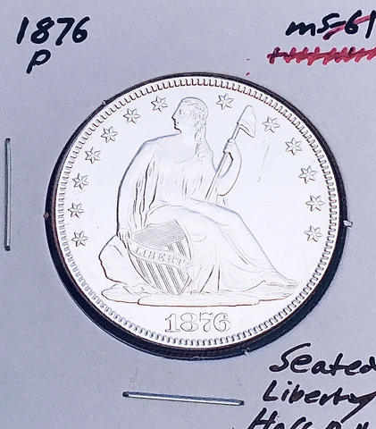 1876-P GEM BU++ BRILLIANT UNCIRCULATED! KEY DATE! SEATED LIBERTY HALF DOLLAR Cover