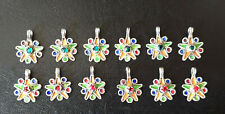 Morocco - 12 small star pendants beads in silver, enamel and glasswork