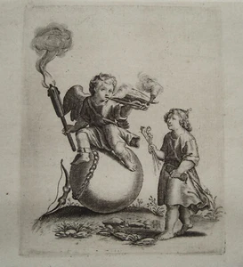 Kinder beim Rauchen Pfeife Pfeifenrauch Kupferstich P. van der Aa 1703 23 - Picture 1 of 1