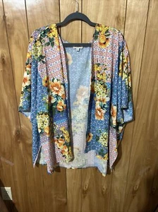 Umgee Floral Kimono M/L 100% Polyester Style G2212 Spring Multicolor Boho Cottag - Picture 1 of 7