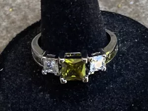 Gift August Birthstone Fashion Women Jewelry Wedding Silver Peridot CZ US SZ 10 - Picture 1 of 4