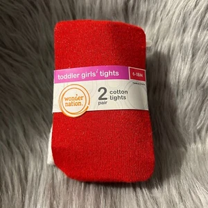 Wonder Nation Tights Baby Toddler Girl's Size 6-18 Months Sparkly Red & White - Picture 1 of 4
