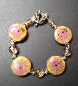 Alexis K Natural Stone And Bead Stretch Bracelet Vintage Estate  - Picture 1 of 7