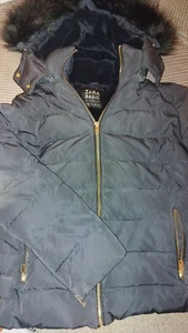 Zara basic jacket black with removable hood S / size 8/10 - Picture 1 of 4