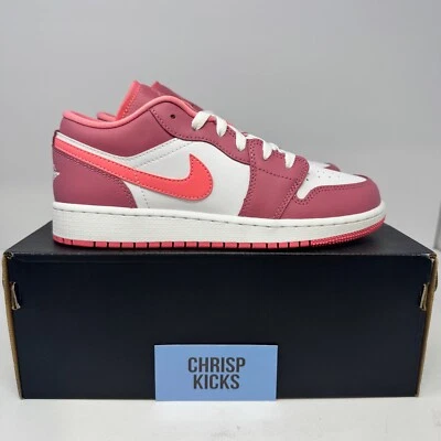 Nike Air Jordan 1 Low (GS) Berry Pink White Shoes 553560-616 Youth Retro (4y-7y) - Image 1 of 4