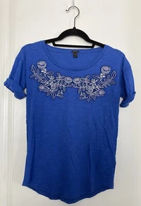 J. Camiseta Crew XXS Azul Bordada Nueva - Imagen 1 de 5