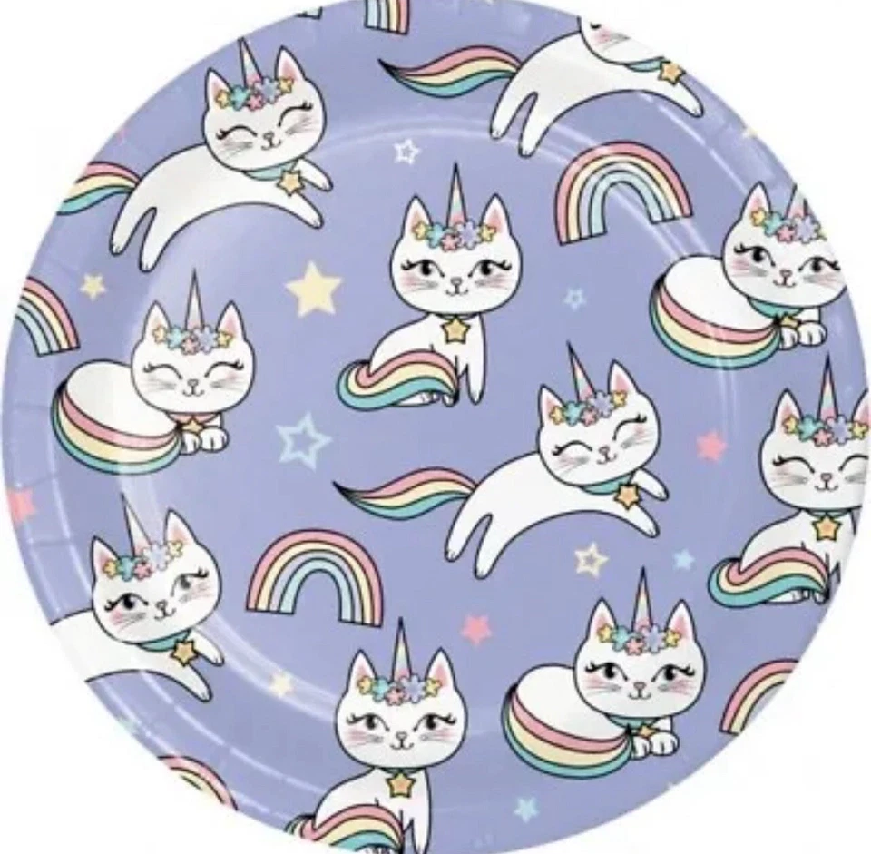Sassy Caticorn 7 Inch Plates 8 Count Paper Party Tableware Decorations Supplies - Image 1 of 1