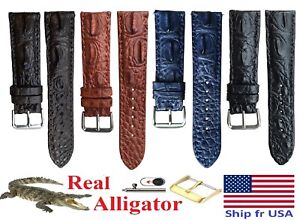 Genuine Hornback Crocodile Alligator Leather Watch Strap Band Men 18mm 20mm 22mm