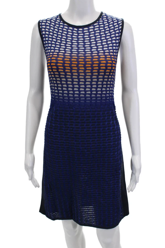 Magaschoni Womens Cotton Ombre Sleeveless Knit Pencil Dress Blue Orange Size M - Image 1 of 4