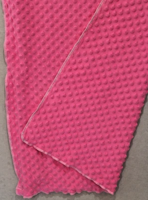 Bright Pink MINKY Soft Dimple Fabric Blanket 56x30 Finished Edge Crib - Image 1 of 4