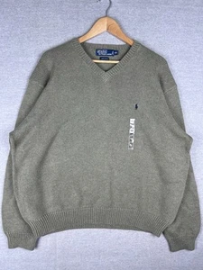 Vintage Polo Ralph Lauren Sweater Men XXL Green Heavy Knit Ribbed Olive Army NWT - Picture 1 of 6