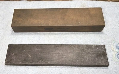 2 SHARPENING OILSTONES WETSTONES NORTON MEDIUM MB8 & FINE MAROON HARD STONE - Image 1 of 4