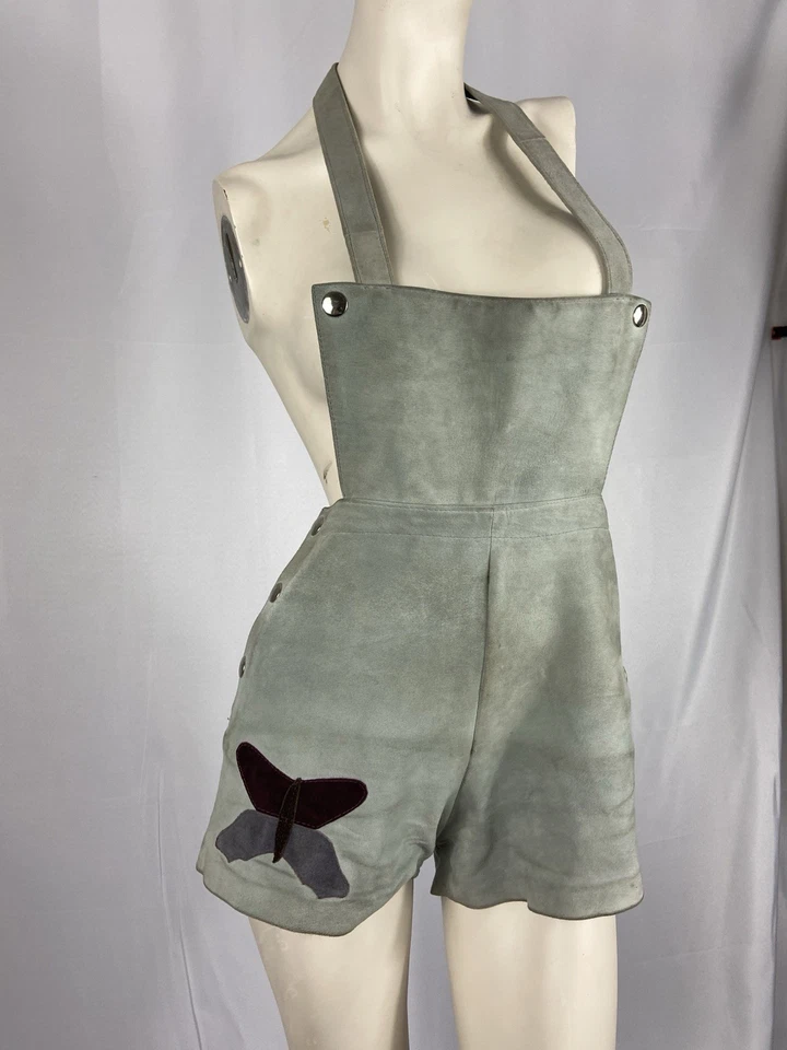 Mameluco vintage Go Go años 70 de cuero gris Foto 1 de 4