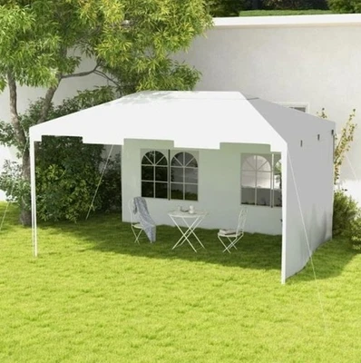 Gartenpavillon 3 x 4 m Outdoor Überdachung Festzelt Partyzelt weiß (zweimal benutzt) - Bild 1 von 4
