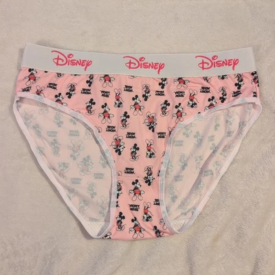 Women's Disney Mickey Mouse Licensed Cute Cartoon Pink Soft Logo Bikini Panty - Image 1 of 2