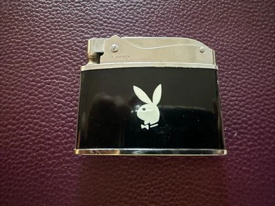 Vintage Playboy Lighter Silver Tone Black Color Japan Nice Needs Fluid and Flint - Image 1 of 4